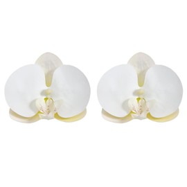 Artificial Flower Earrings Butterfly Orchid Flowers Ear Stud Colorful Blossom Floral Earrings Elegant Petal Earrings Jewelry for Women (White)