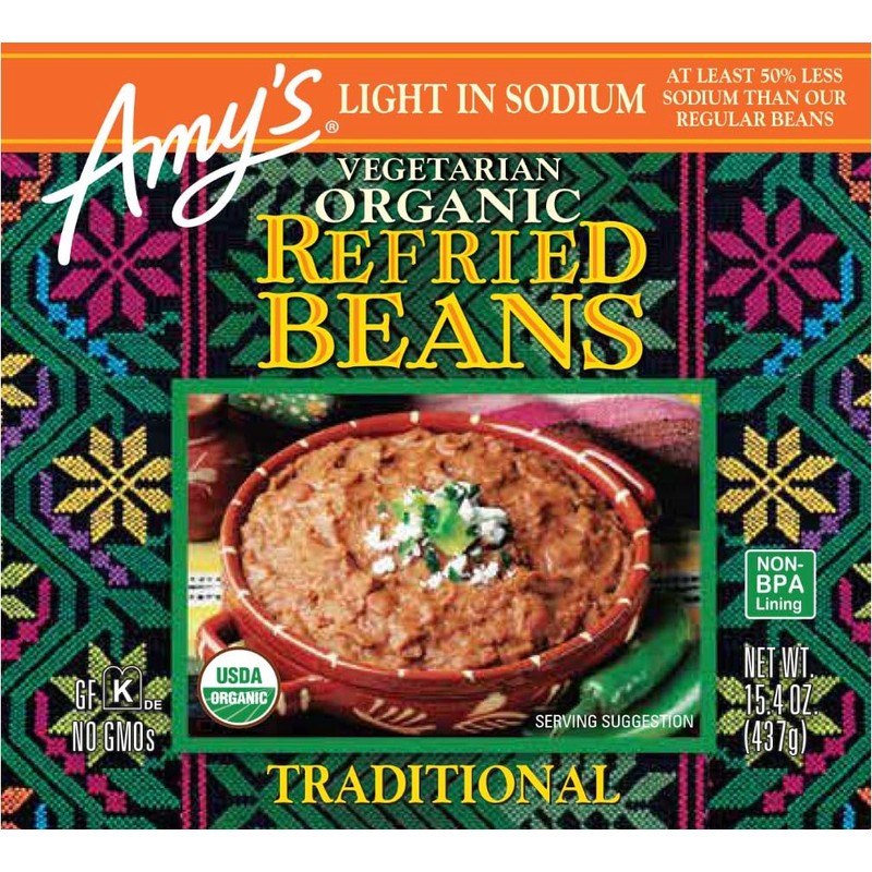 Amy's Organic Refried Beans Canned, Traditional Beans Light in Sodium,