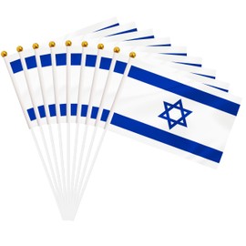 50 Pack Israel Hand Held Mini Stick Flags, Israeli Small Miniature Stick Flag, 8.2 x 5.5 Inch, Outdoor and Party Decorations