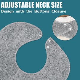 Lunluarai Adult Bibs for Men and Women, Reusable Terry Bibs for Elderly Senior, Waterproof Towel for Adults (Gray-2Pack)