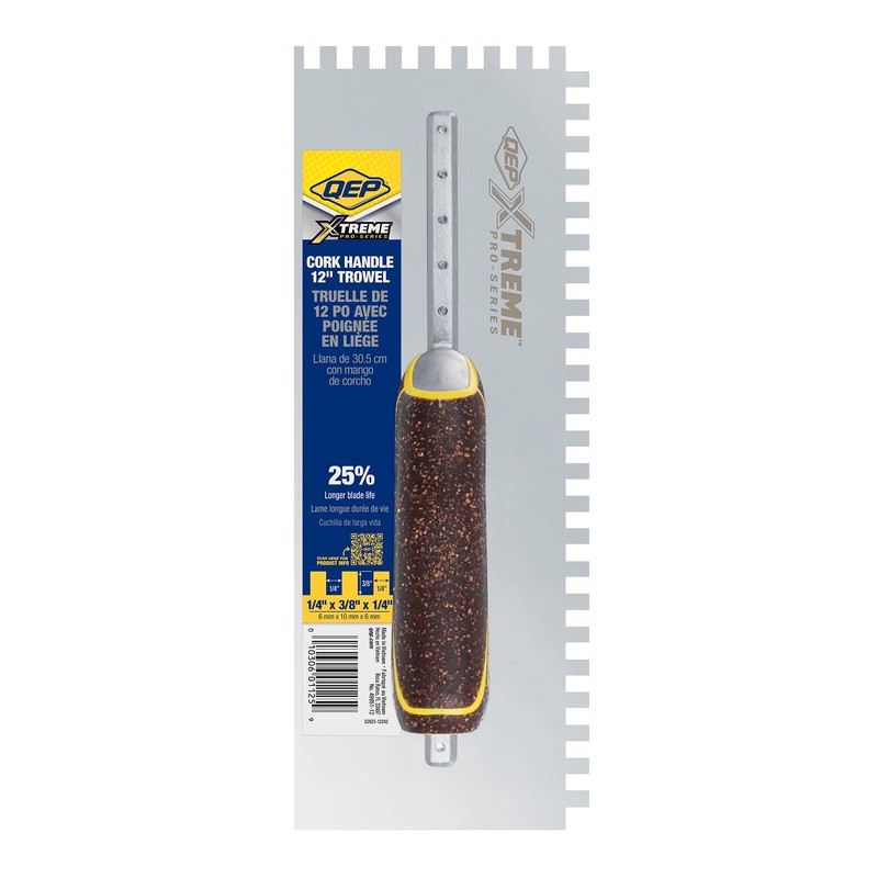 QEP Xtreme Cork Handle Stainless Steel Trowel Square Notch 1/4"