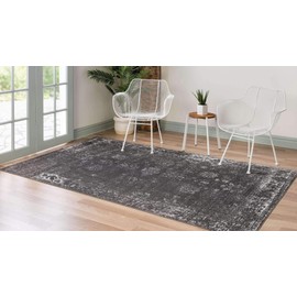 Unique Loom Sofia Collection Traditional Vintage Area Rug, 6' x 9', Dark Gray/Ivory