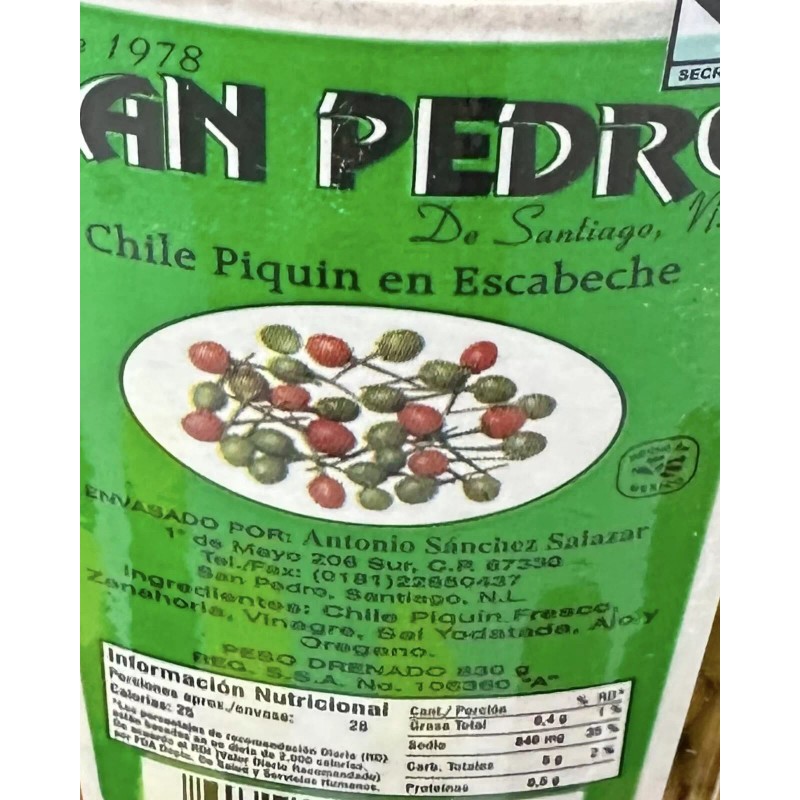 San Pedro Pickled Chile Pequin San Pedro ( Chile del