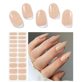 OLAKIPO Semi Cured Gel Nail Strips,Works with Any UV Lamps, 20pcs Gel Nail Stickers, Long Lasting, Easy to Apply & Remove, Includes 2 Prep Pads, Nail File & Wooden Stick - Scattered Galaxy