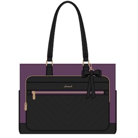 LOVEVOOK Laptop Bag for Women, Work Tote Bag Teacher Nurse Bags for Travel, Professional Computer Briefcase Business Large Purses Handbag, 16 Inch, Black-Purple