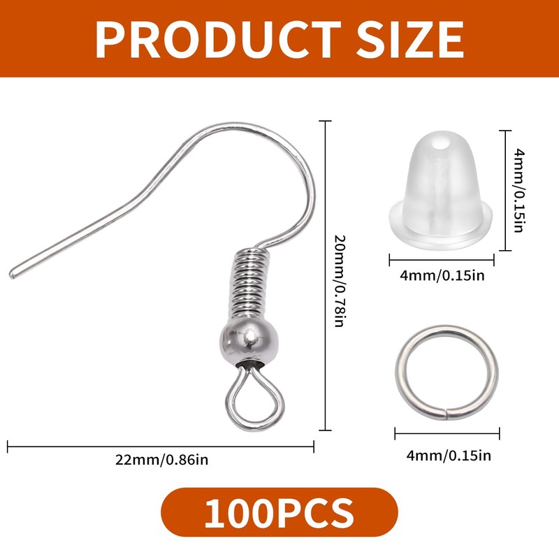 Set di 300 orecchini fai da te, in argento 925,
