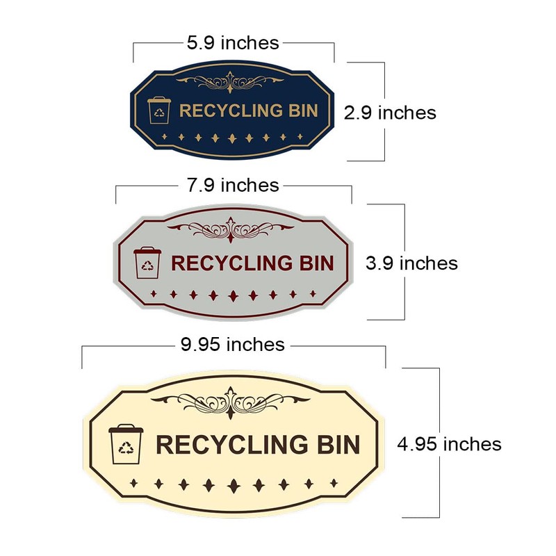 Signs ByLITA Victorian Recycling Bin Sign (Brushed Silver) - Medium