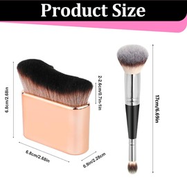 OUDQFCJ 1 multifunktionale Körperbürste und 1 doppelseitige Foundation-Bürste, große Körper-Make-up-Bürste, Selbstbräunungsbürste, Rouge-Bürste (Roségold)
