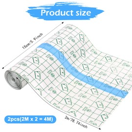 Tattoo Plaster, 15 cm x 4 m Tattoo Film, Tattoo Aftercare, Second Skin Tattoo, Tattoo Film Healing, Waterproof PU Tattoo Film Tape, for Sports, Showers (Pack of 2, 15 cm x 2 m)
