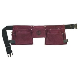 Graintex DS1125 :: 8 Pocket Purple Tool Belt in Suede Leather with 2” Webbing Belt, 2 Leather Hammer Holders Loops, Purple