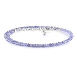 InfinityGemsArt Purple Tanzanite Beaded Choker Necklace Natural Gemstones Faceted Beads 3mm, Crystals Birthstone Jewelry 18 inches Adjustable Silver Plated Chain Women’s Jewelry, Valentine's Gift