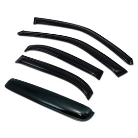 TLAPS 7422456282213 Compatible with 1998-2002 Toyota Corolla/Chevy Prizm Smoke Curvy Style Window Visors Deflector + 35" / 880 mm Sunroof Moon Roof Guard 5 Pieces