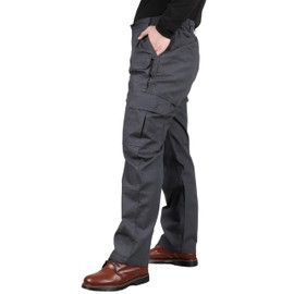 VATRENUS Men's FR Cargo Pants-10pockets Relax Fit Lightweight 6oz 100% Cotton Rip-Stop Flame Resistant Fire Retardant Jeans Water Repellent Finish Gray