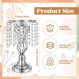 Didaey 16 Pcs Wedding Centerpieces for Tables, Gold Silver Vase Centerpiece with Chandelier Crystal Metal Flower Stand, Tall Flower Vases for Wedding Party Home Decoration(Silver,12.6”)