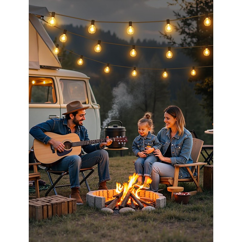 Larkvue 25FT Solar String Lights Outdoor with Remote, Waterproof Dimmable