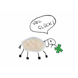 Inkognito Plush postcard, occasion: "fluffy" in motif: "Plush Card Good Luck", artist: "Barbara Dienz-Sengmüller", item number: 20717, published by Berliner Verlag