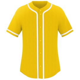 babyhealthy Mens Baseball Jersey Baseball Button Down Jersey Softball T-Shirt Hip-hop Shirt Hipster Uniforms Yellow