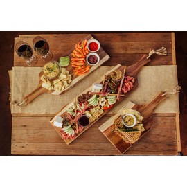 TOSCANA - a Picnic Time Brand - Artisan 24" Acacia Charcuterie Board with Raw Wood Edge, Cheese Board, Serving Platter, (Acacia Wood)