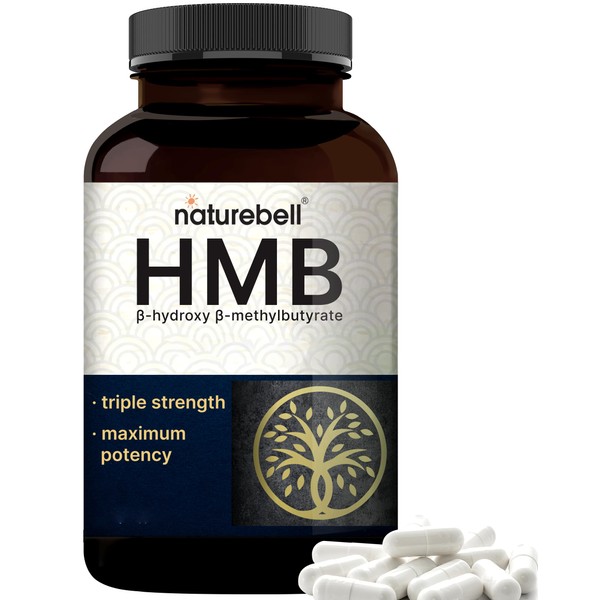 NatureBell HMB Supplements - Triple Strength HMB (Beta-Hydroxy Beta-Methylbutyrate) Capsules – Lean Muscle Mass & Recovery Support – Non-GMO