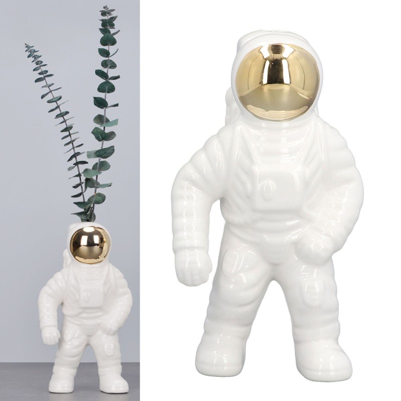 Ceramic Space Man Astronaut Figure Statue Modern Space Man Vase