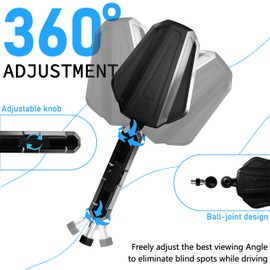 MRGDLKY Motorcycle Mirrors for Handlebars - 360°Adjustable Universal Motorcycle Side Mirrors With 8/10mm Screw and 7/8" Handlebar Aluminum Mount Compatible with ATV Scooter Street Dirt Bike and More