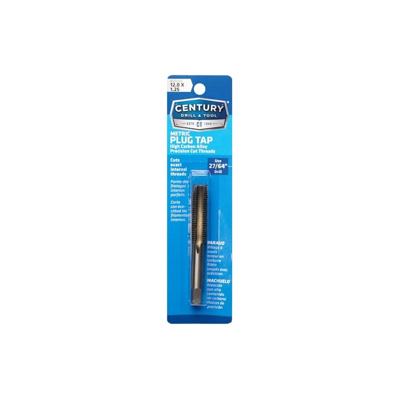Century Drill & Tool 97319 Carbon Steel Metric Tap, 12.0X1.25
