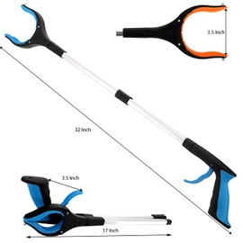YOUEON 3 Pack Foldable Grabber Reacher Tool for Elderly, 32" Reacher Grabber Pickup Tool, Handy Trash Claw Grabber, Reaching Assist Tool for Trash Pick Up, Garden Nabber, Litter Picker, 3 Colors