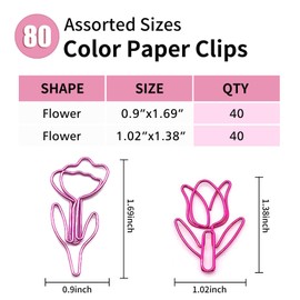 Luggspa 80 Pcs Cute Flower Paper Clips Set, Floral Paper Clips for Office Supplies Organization (Flower Shape 1)
