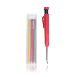 WOOXGEHM Carpenter's Pencils, 2.8 mm Tungsten Carbide Tip, Multifunctional Marker Pen for Woodworking with Refill, Wear Resistance, for Drawing (Tri-Colour)