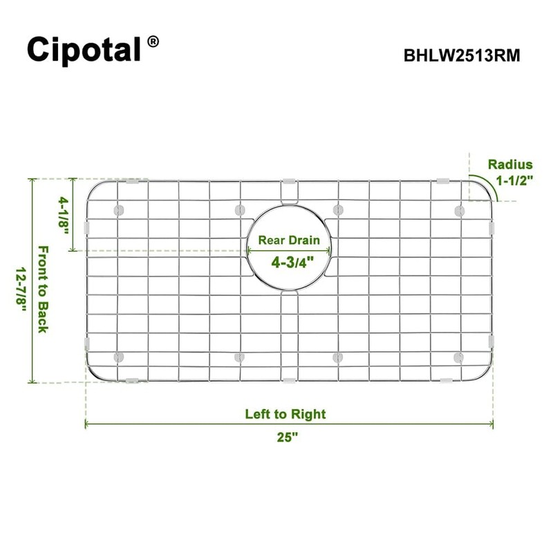 CIPOTAL 25.1 in. x 12.5 in. Rear Drain Kitchen Sink