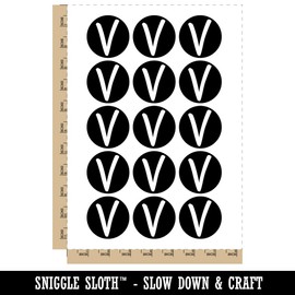 Letter V Uppercase Felt Marker Font Temporary Tattoo Water Resistant Fake Body Art Set Collection - 15 2" Tattoos (1 Sheet)