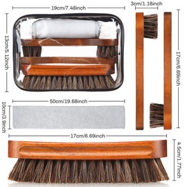 4 Pcs Horsehair Shoe Brush Kit Polishing Daubers Applicators Leather Care Brushes Shine Cleaning Cloth with Bag(Shoe Brush Set E)
