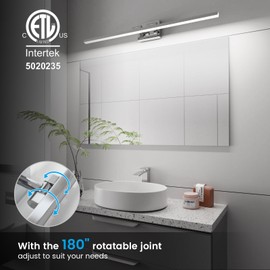 VOLISUN Modern Bathroom Vanity Light 39.4 inch, Rotatable, 24W Dimmable 5CCT Led Bathroom Light Fixture Over Mirror, Chrome Vanity Light for Bathroom Mirror Cabinets-ETL Certificated