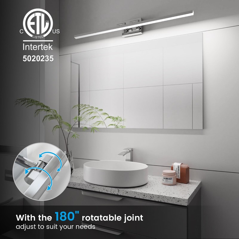 VOLISUN Modern Bathroom Vanity Light 39.4 inch, Rotatable, 24W Dimmable