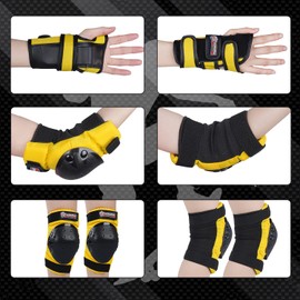 Adult & Kids Knee Pads Elbow Pads Wrist Guards Protective Gear Set for Skateboarding, Skating, Inline Skating, Roller Skating, Scooter, BMX Biking Cycling and Outdoor Extreme Multi-Sports