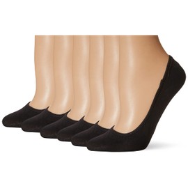 Peds womens Padded Low Cut No Show Casual Sock, Black (6 Pairs), Shoe Size 5-10 US