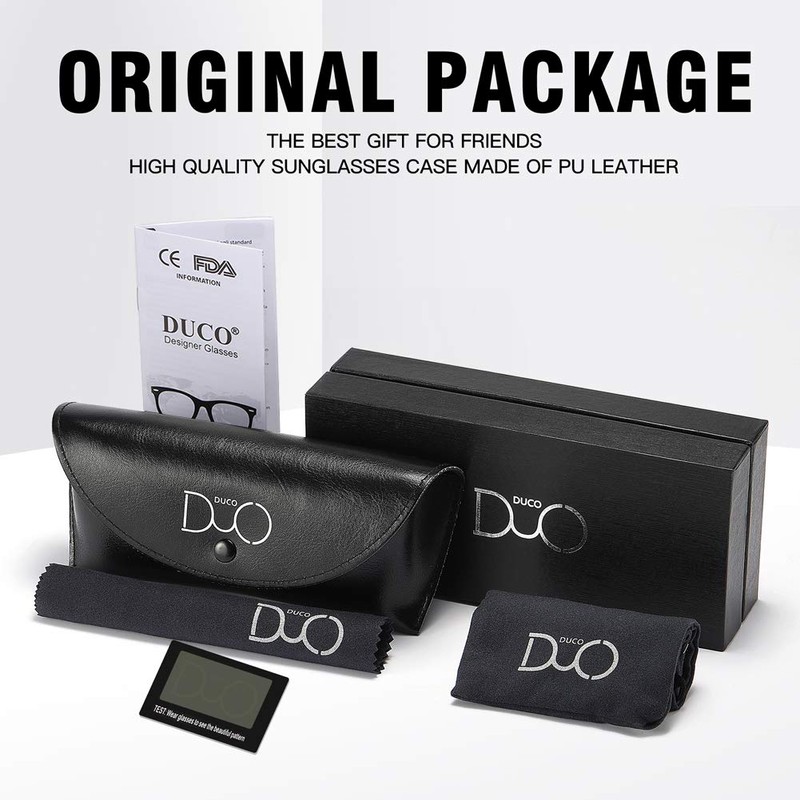 DUCO Sunglasses for Men Carbon Fiber Temples with Rectangular Polarized