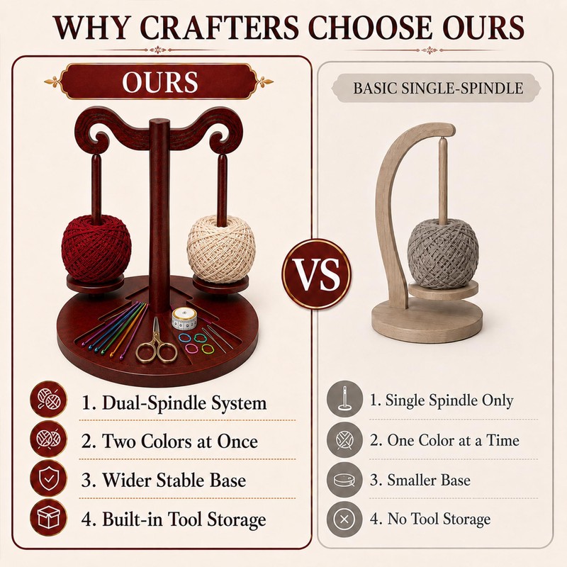 Wooden Yarn Holder for Crocheting, Magnetic Yarn Spinner, Crochet Gift