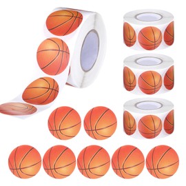 2000 Pcs Basketball Stickers Roll, Ball Themed Paper Sports Stickers, Self-Adhesive Sports Ball Decals Labels Roll Party Favor for Basketball Themed Party Decorations Team Gifts Supply Reward