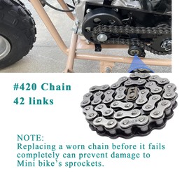 QYMOTO CT200U CT200U-EX Chain Front Jackshaft Chain #40 420 Chain 42 Links with Master Link 1/2" Pitch for Coleman Mini Bike Clutch Chain CT200U-EX BT200X MB200 MB165 Axis M200