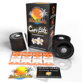 ISLAND HERBZ Intermediate Cure Kit Fits All Wide Mouth Mason Jars: 8 Airtight Digital Cure Lids, 8-8 Gram Organic 2 Way Humidity Controllers 1 Scoop Card 1 White Erase Marker 1 Slap-On (8-Pack)