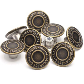 17mm Brass Jeans Buttons, Hammer on Tack Buttons 12 Set