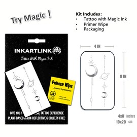 INKARTLINK Semi Permanent Tattoo, Temporary Tattoo, party tattoo, beautiful and realistic design, fun tattoo experience, cruelty-free, non-reflective, waterproof (Moon planet)