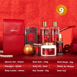 Mother gifts Spa Gift Set For Women, Birthday Gifts for Her, Spa Gift Basket for Women, Red Rose Bath and Body in Floral Scents Bath Kits, Home Spa Gift Basket, Bath Spa Kit for Mothers day Lotion
