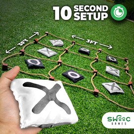 SWOOC Games - Giant Tic Tac Toe Game Outdoor (All Weather) | 3ft x 3ft | Instant Setup, No Assembly | Giant Outdoor Games for Adults and Family | Outside Toys | Large Lawn & Backyard Fun | Yard Game