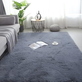 Wegital Rugs Living Room 60x90cm Grey Fluffy Area Rugs for Bedroom Super Soft Large Modern Shaggy Rug Non Slip Thick Pile