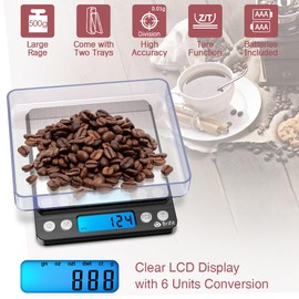 LOFICOPER Digitale Feinwaage, 500g/0,01g Digitale Küchenwaage mit 6 Einheiten, LCD Bildschirm, PCS-Funktion, Professionelle Electronische Waage für Kaffee, Schmuck - Schwarz