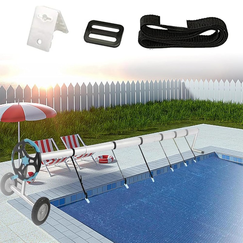 24 Pcs Pool Solar Cover Reel Attachment Straps Kit Blanket