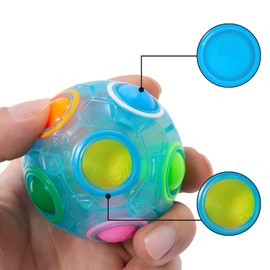 zalati Magic Rainbow Ball Puzzle Fidget Speed Cube Educational Toy Stocking Filler for All Ages Blue