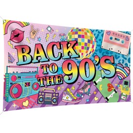 Back to the 90s Banner for 90s Party Decoration, Back to the 90s 200 x 110 cm 90s Retro Indoor Home Decoration, 1990s Birthday Party Photo Background Decoration, Colourful 90s Party Decoration